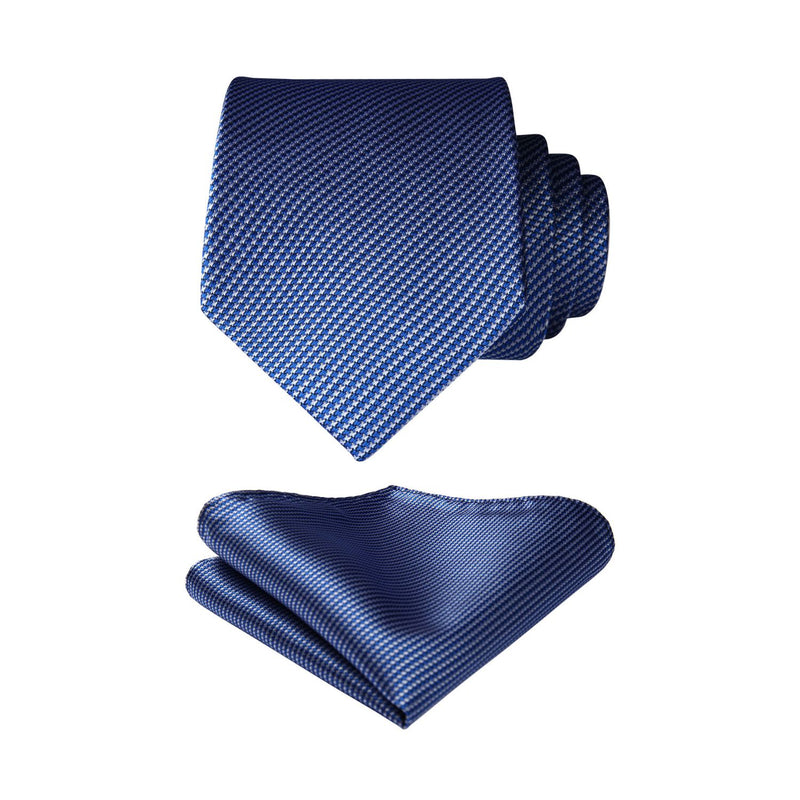 Houndstooth Tie Handkerchief Set - A-08 BLUE 2 