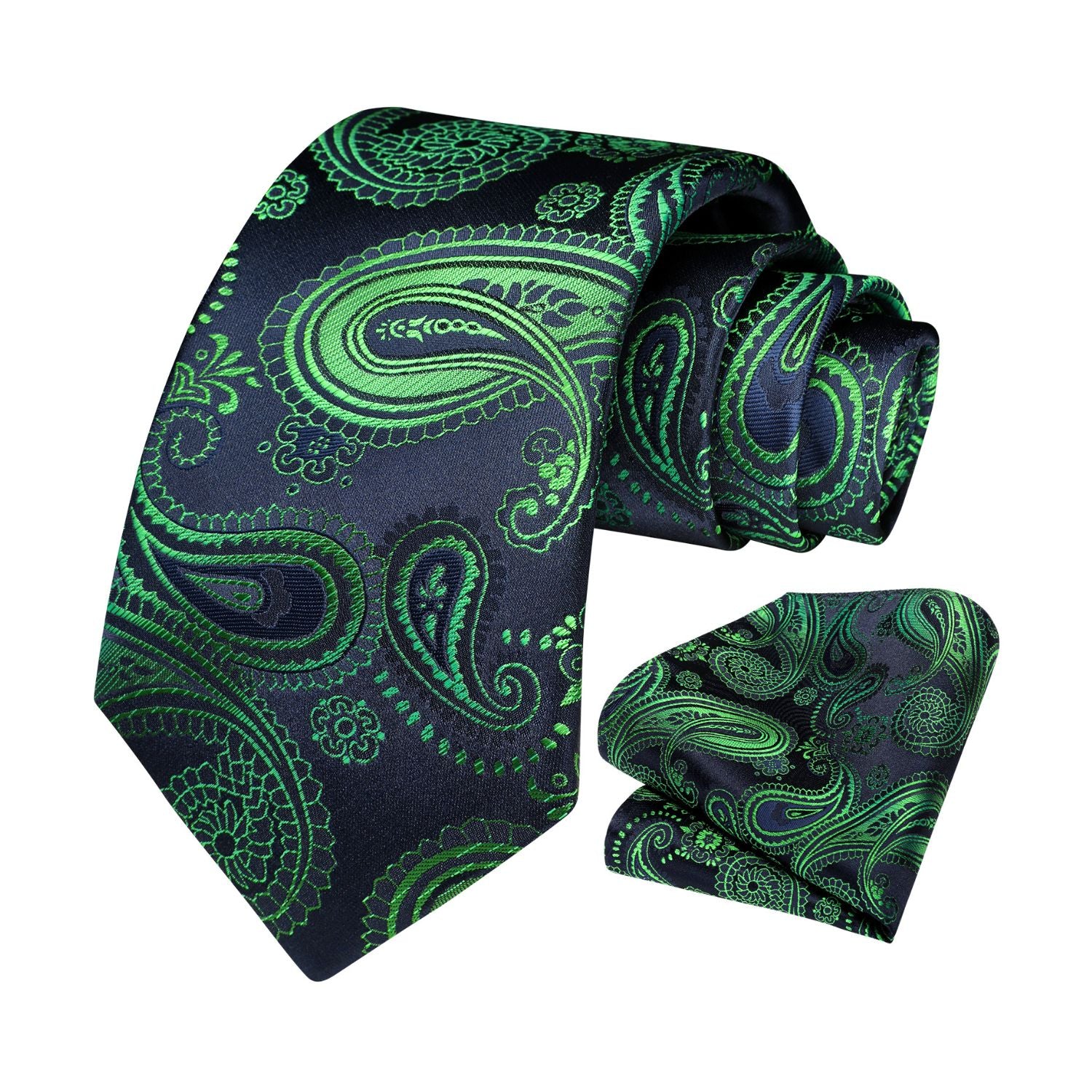 Paisley Tie Handkerchief Set - D1-GREEN BLUE