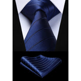 Stripe Tie Handkerchief Set - NAVY BLUE A02 