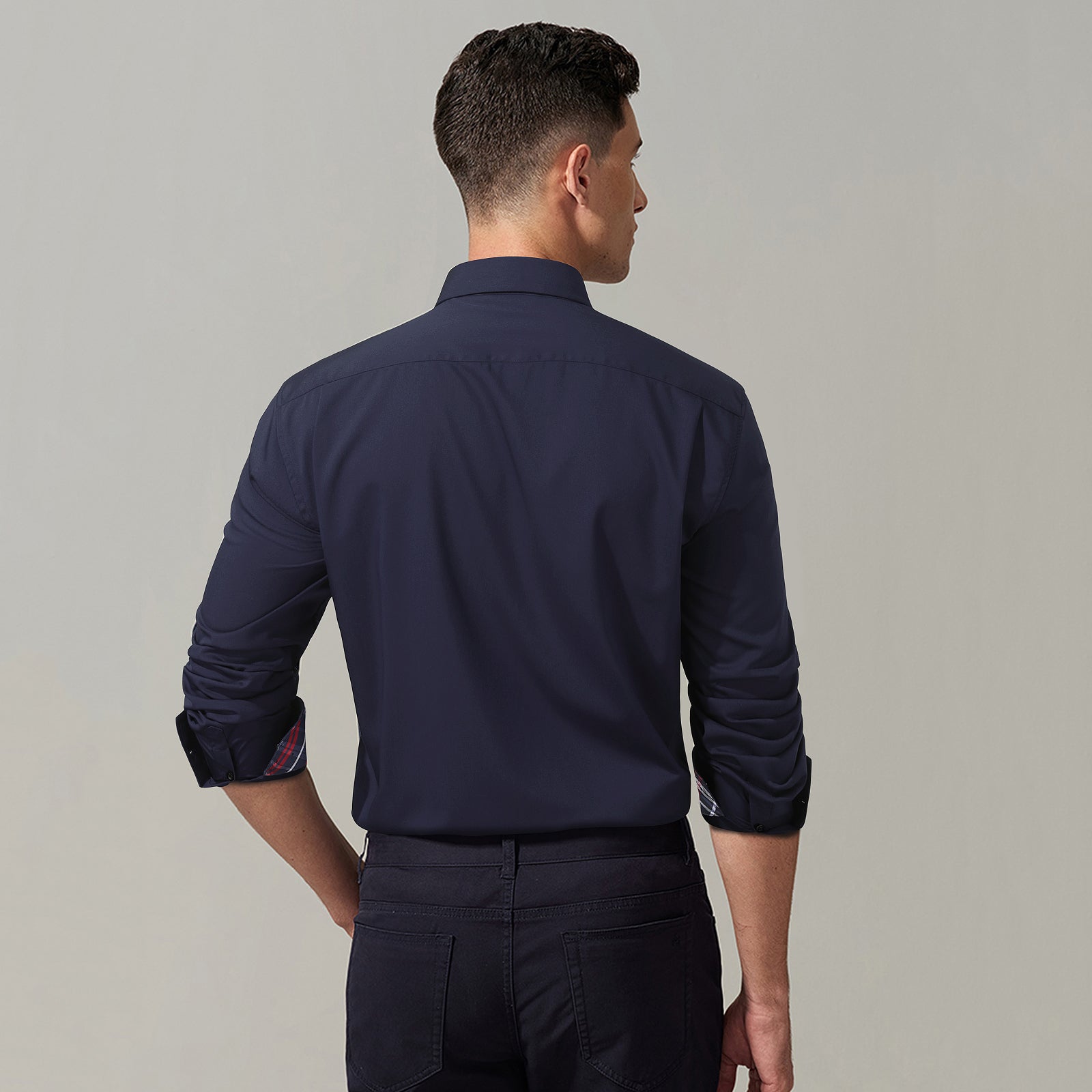 Casual Formal Shirt with Pocket - 17-NAVY BLUE