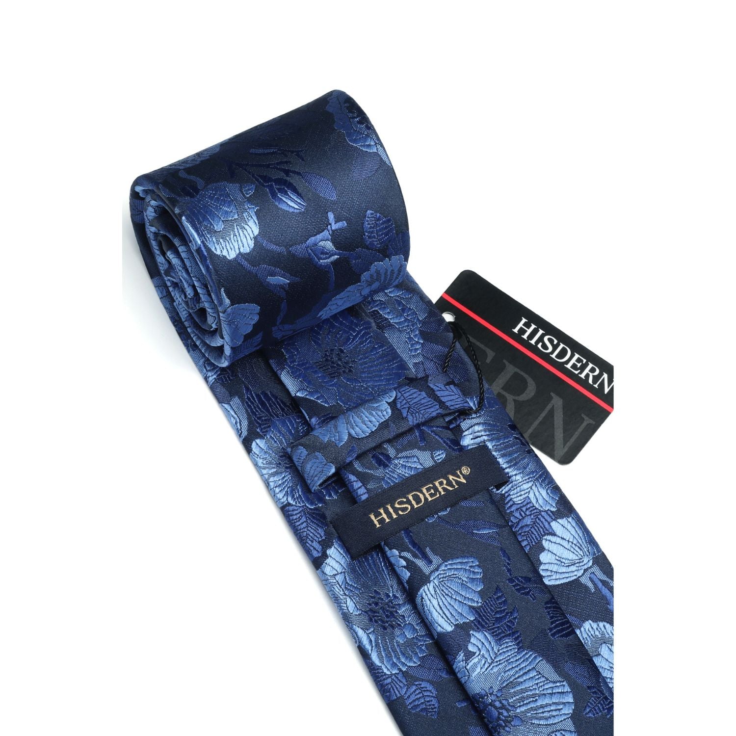 Floral Tie Handkerchief Set - BLUE