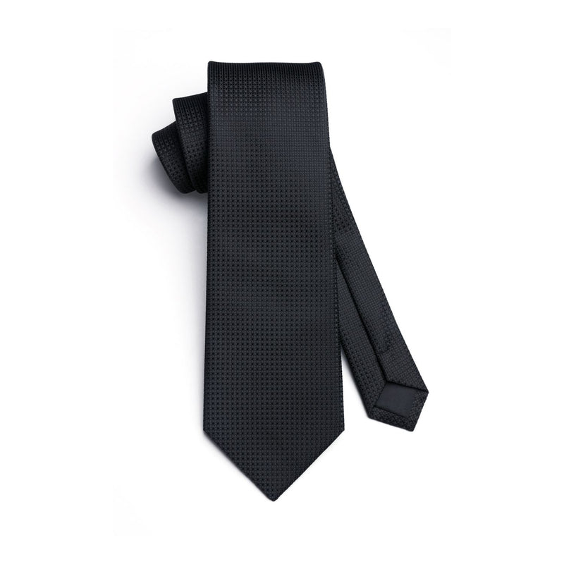 Plaid Tie Handkerchief Cufflinks - BLACK 
