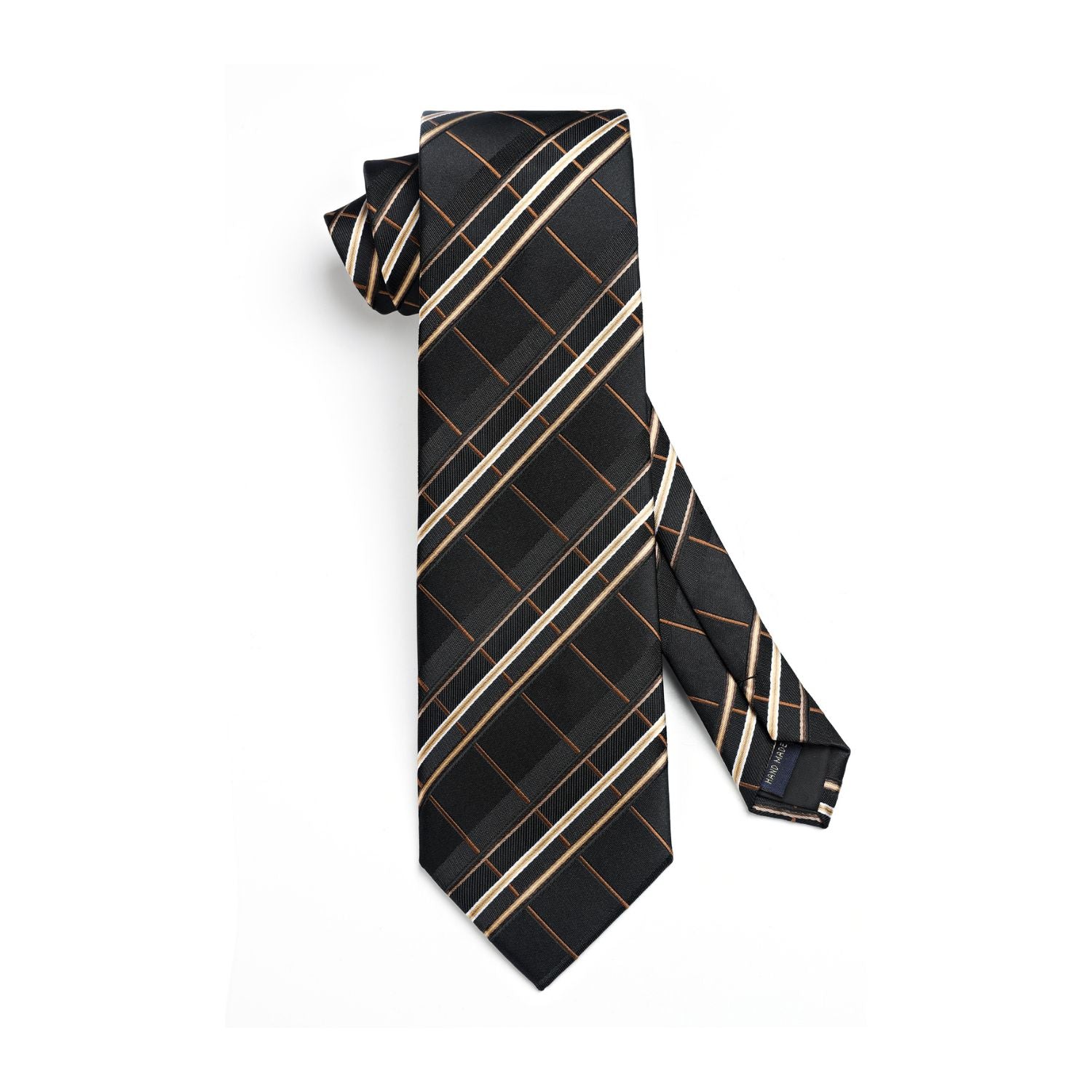 Plaid Tie Handkerchief Set - 14 BLACK