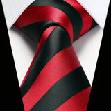 Stripe Tie Handkerchief Set - A-RED BLACK