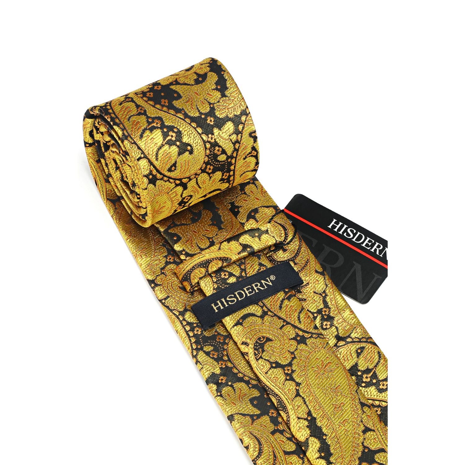 Paisley Tie Handkerchief Set - GOLD -PAISLEY