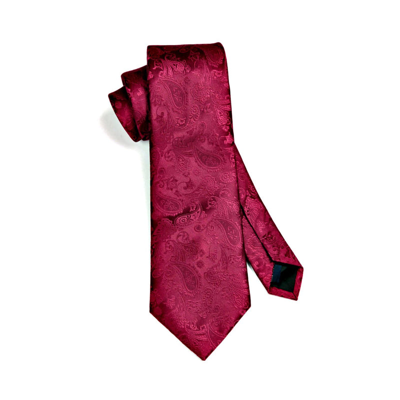 Paisley Tie Handkerchief Set - 22 BURGUNDY 