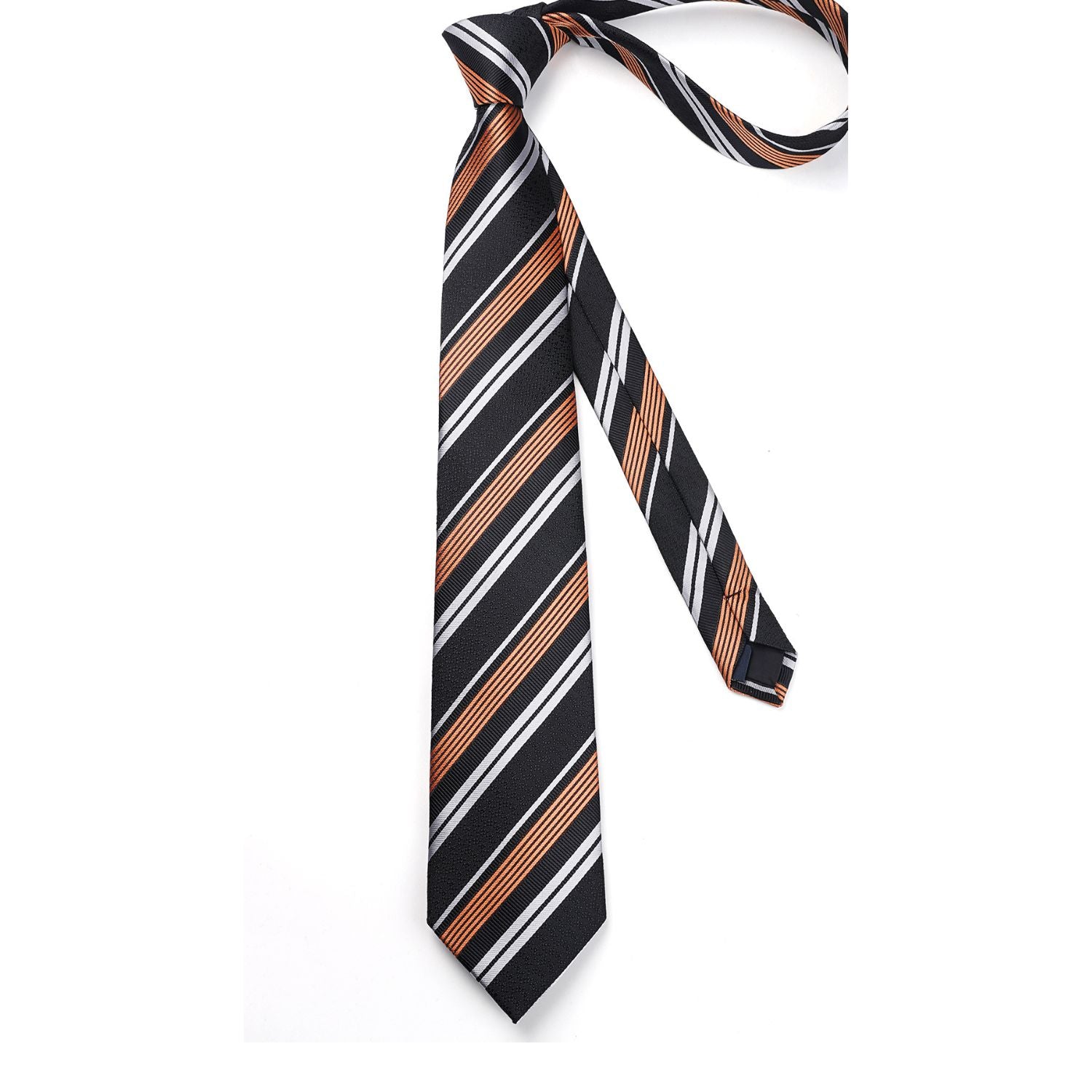 Stripe Tie Handkerchief Cufflinks - BLACK