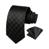 Plaid Tie Handkerchief Set - D- BLACK 2 