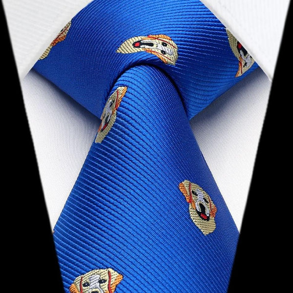 Golden Retriever Tie Handkerchief Set - BLUE 