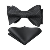 Houndstooth Bow Tie & Pocket Square - BLACK 