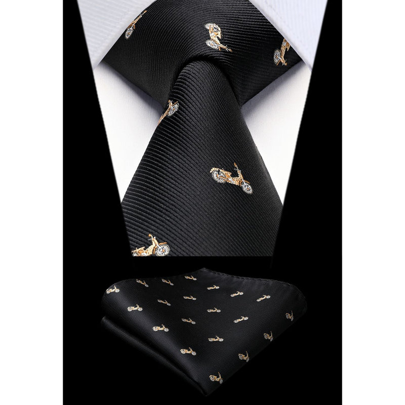 Pattern Tie Handkerchief Set - BLACK 