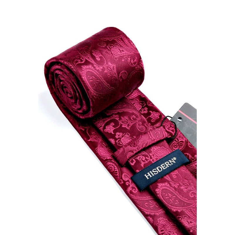 Paisley Tie Handkerchief Set - 22 BURGUNDY 