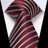 Stripe Tie Handkerchief Set - C- RED/WHITE