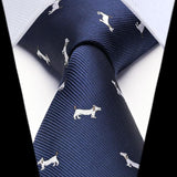 Bulldog Tie Handkerchief Set - NAVY BLUE 