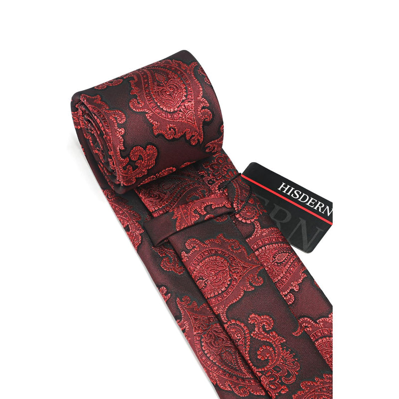 Paisley Tie Handkerchief Set - WINE RED 