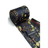 Floral Tie Handkerchief Set - NAVY BLUE 