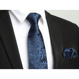 Floral Tie Handkerchief Cufflinks - A-NAVY BLUE2 