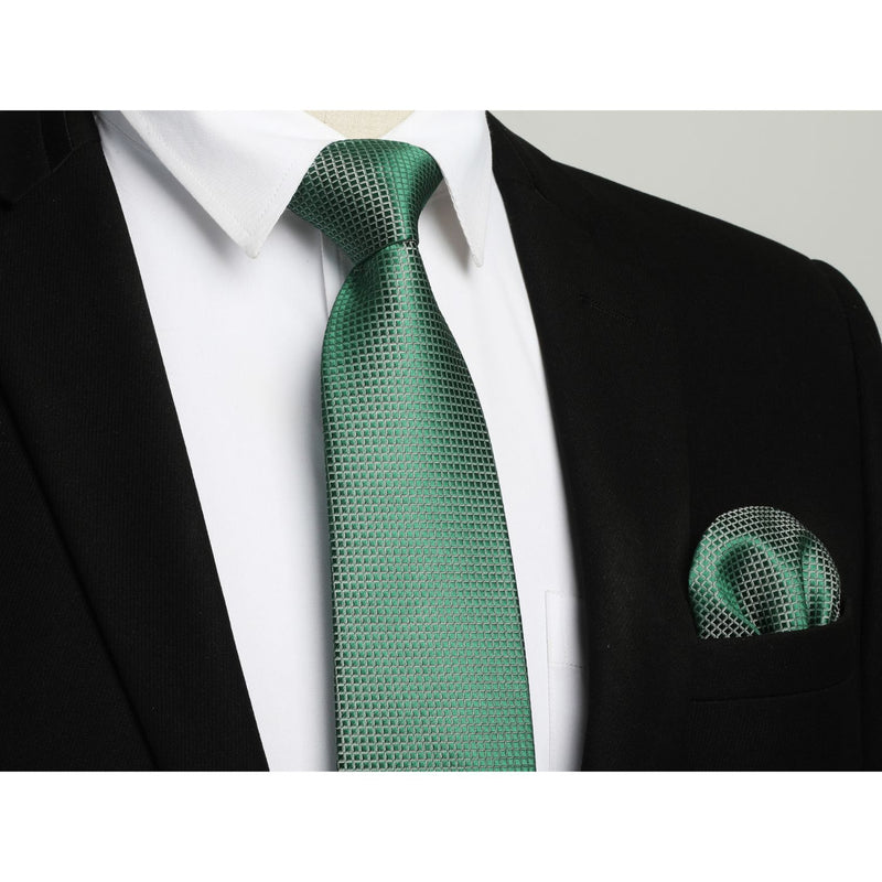 Plaid Tie Handkerchief Cufflinks - C-022 GREEN 