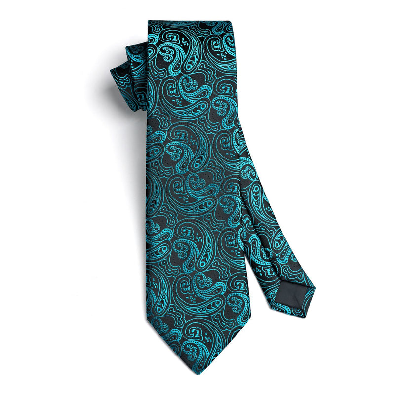 Paisley Tie Handkerchief Cufflinks - BLUE-1 