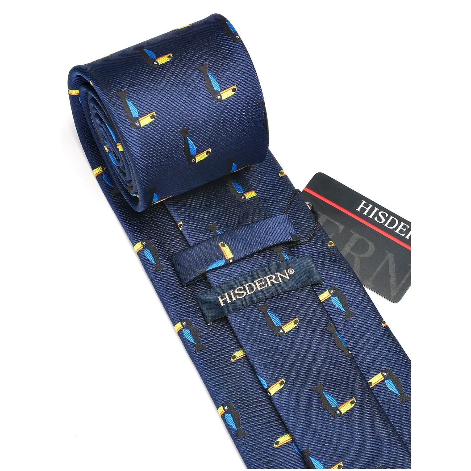 Parrot Tie Handkerchief Set - 06-NAVY BLUE