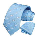 Bulldog Tie Handkerchief Set - BABY BLUE 