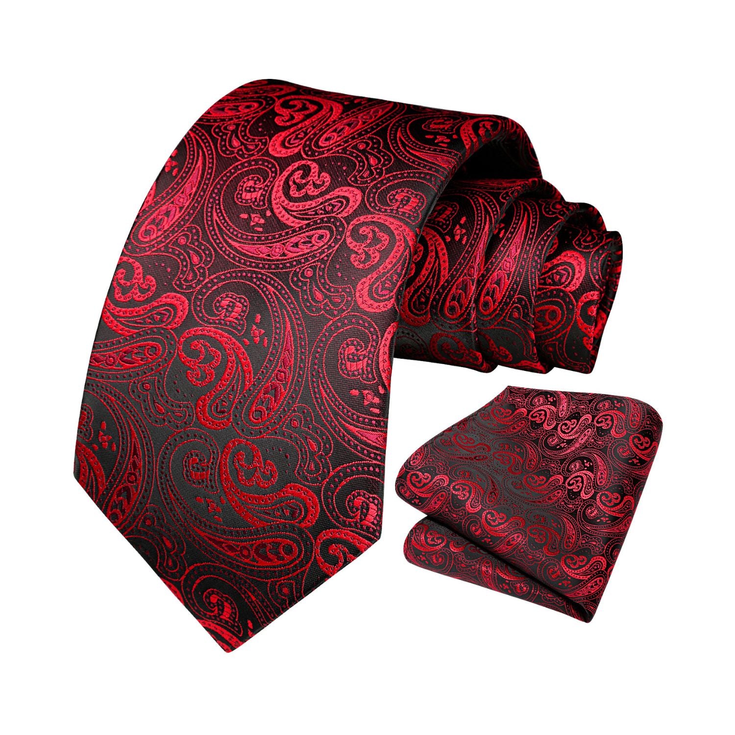 Paisley Tie Handkerchief Set - A5-BURGUNDY2