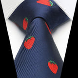 Strawberry Tie Handkerchief Set - NAVY BLUE 