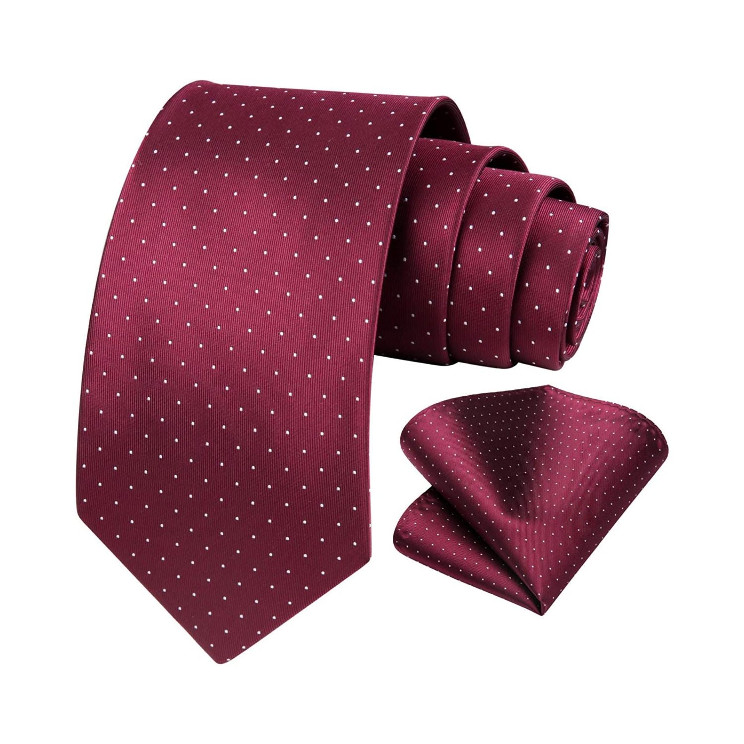 Polka Dot Ties Handkerchief Set - BURGUNDY