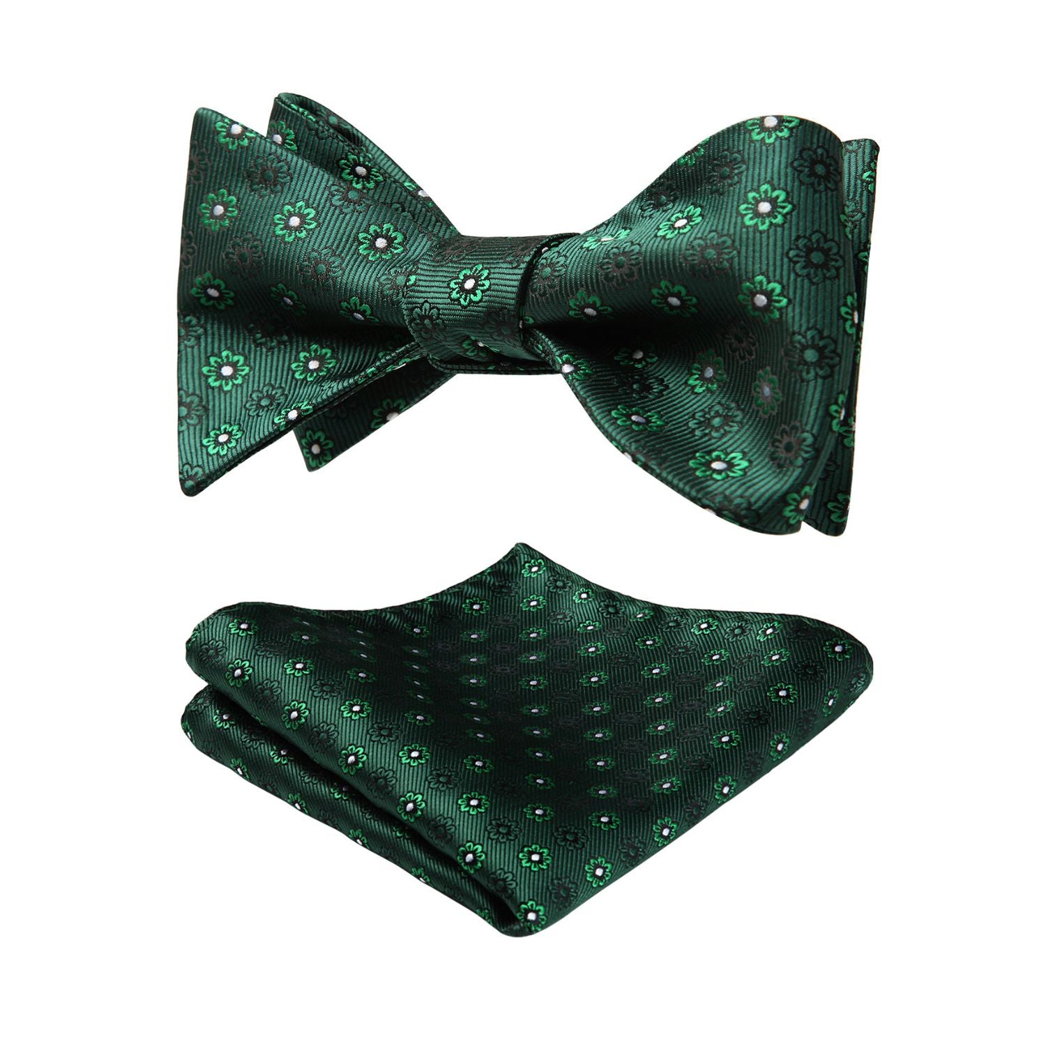 Paisley Bow Tie & Pocket Square - A-GREEN/WHITE