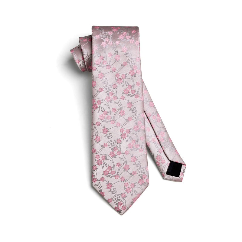 Floral Tie Handkerchief Set - PINK 