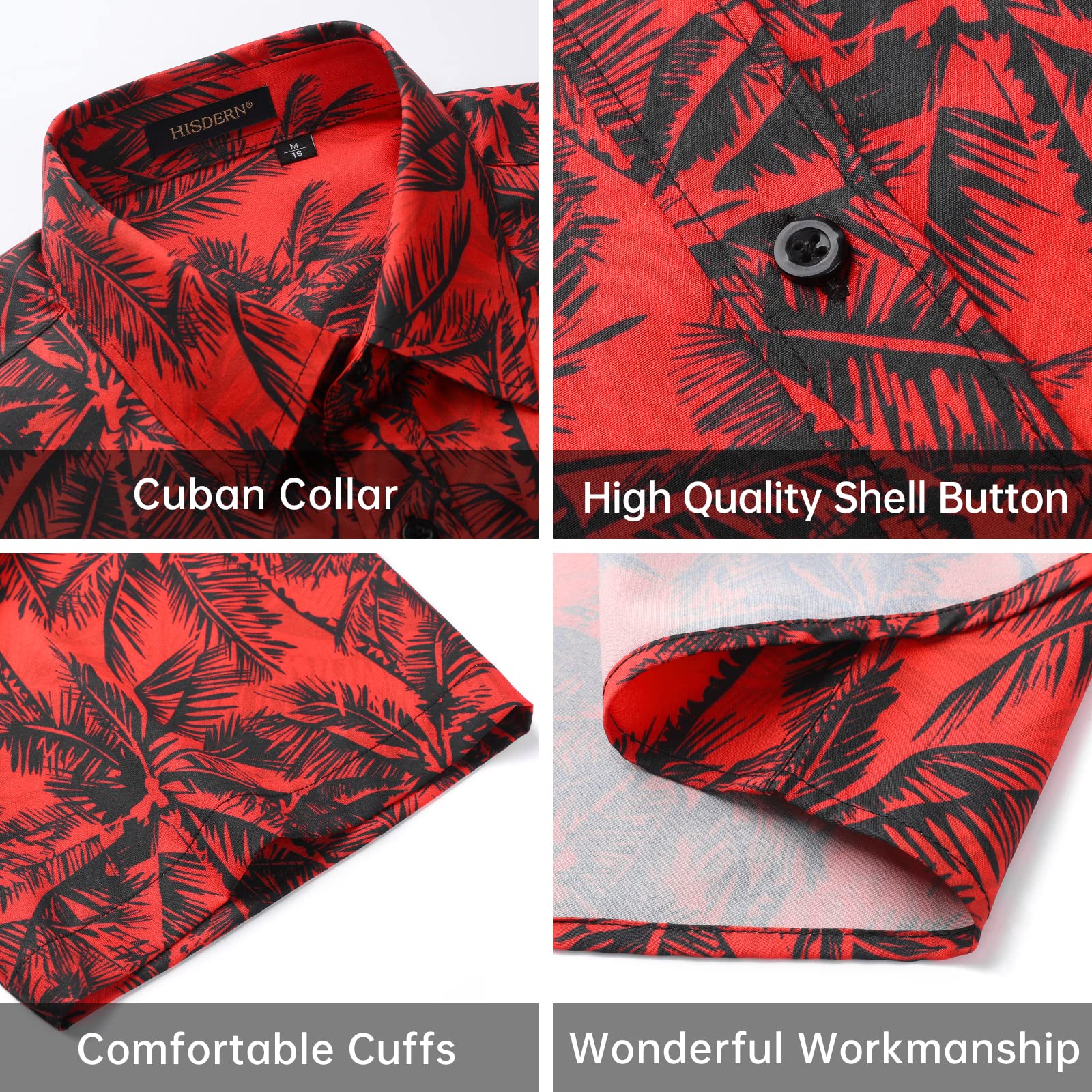 Hawaiian Tropical Shirts with Pocket - G-RED