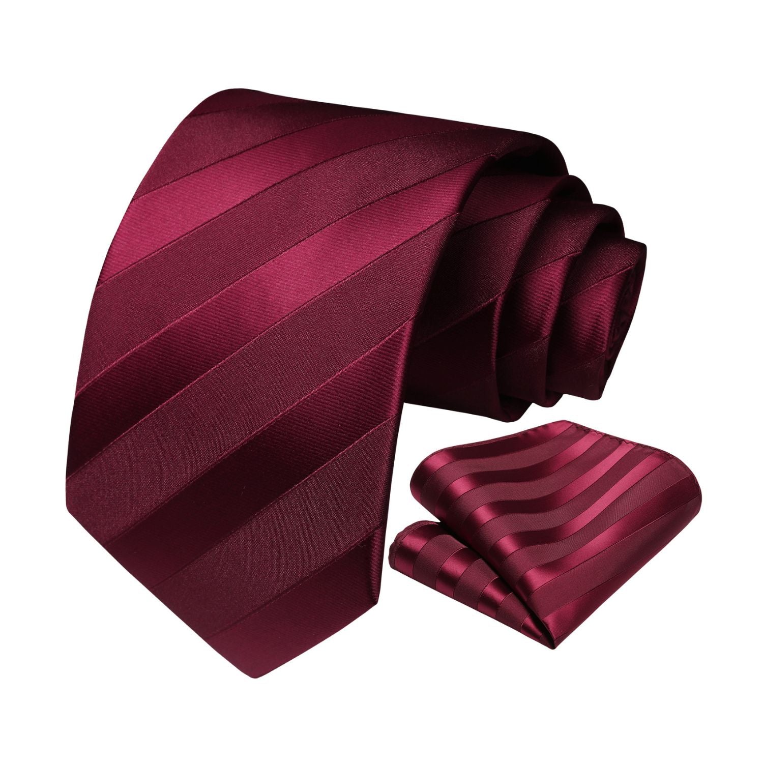 Stripe Tie Handkerchief Set - 05-RED
