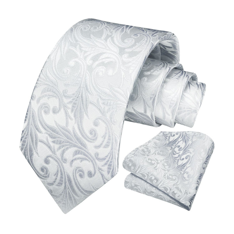 Paisley Tie Handkerchief Set - WHITE-8