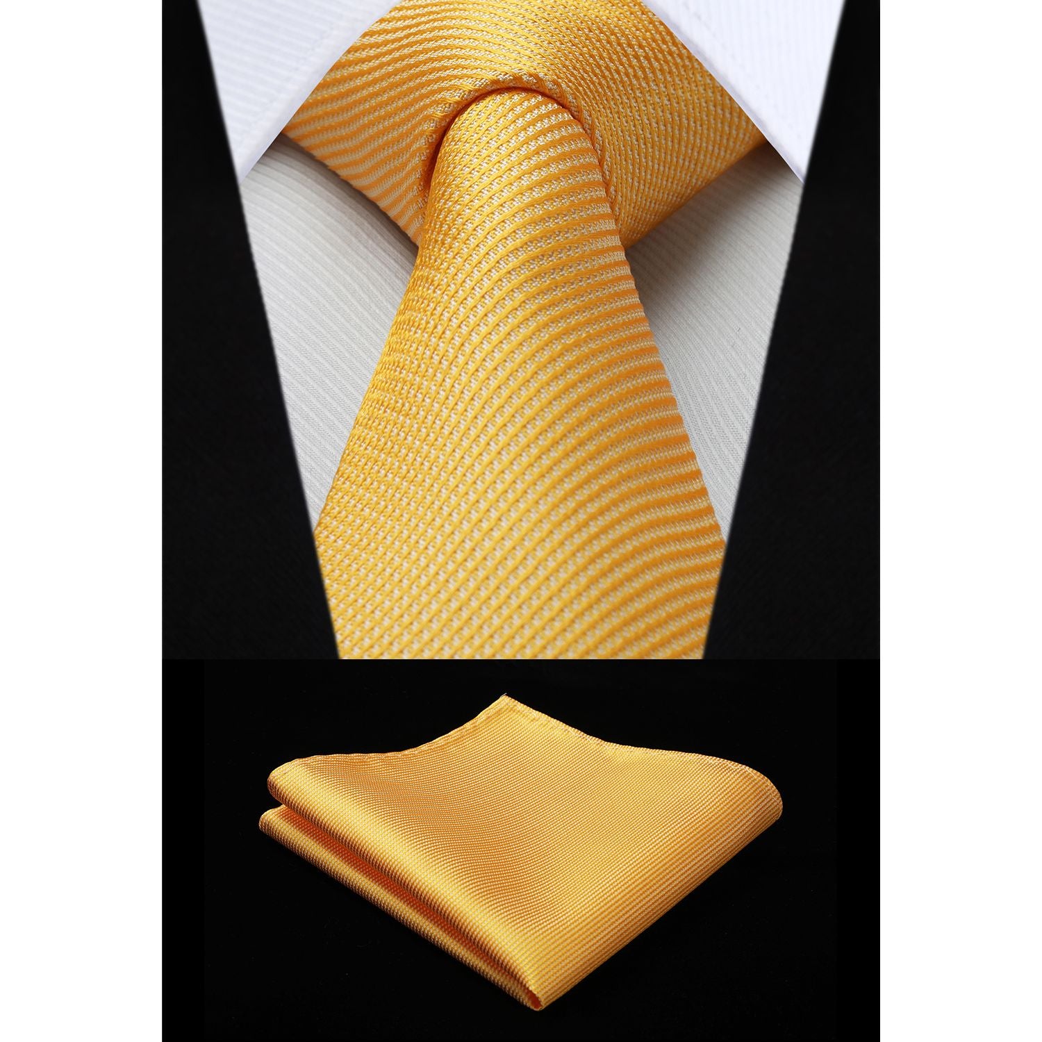Stripe Tie Handkerchief Set - 12-YELLOW
