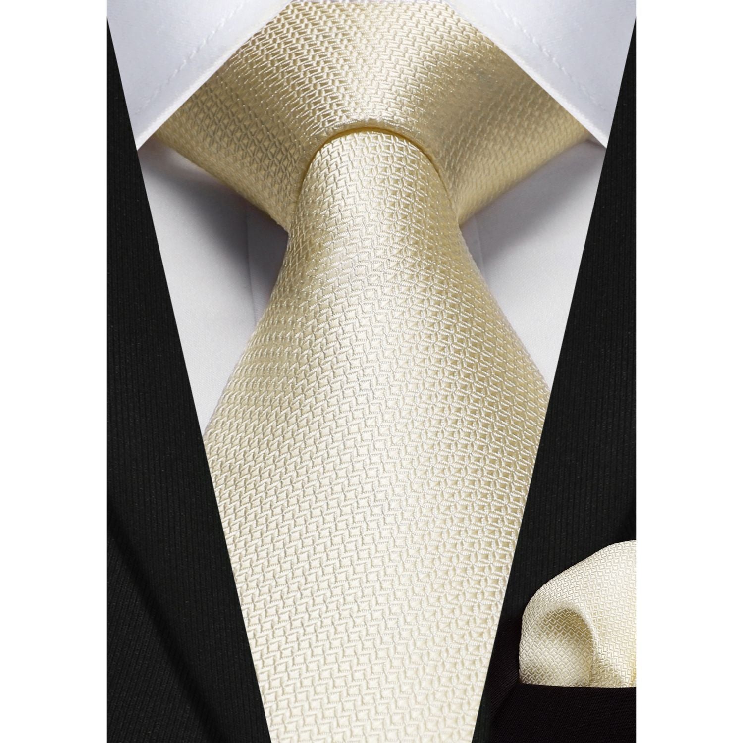 Plaid Tie Handkerchief Set - C9-BEIGE