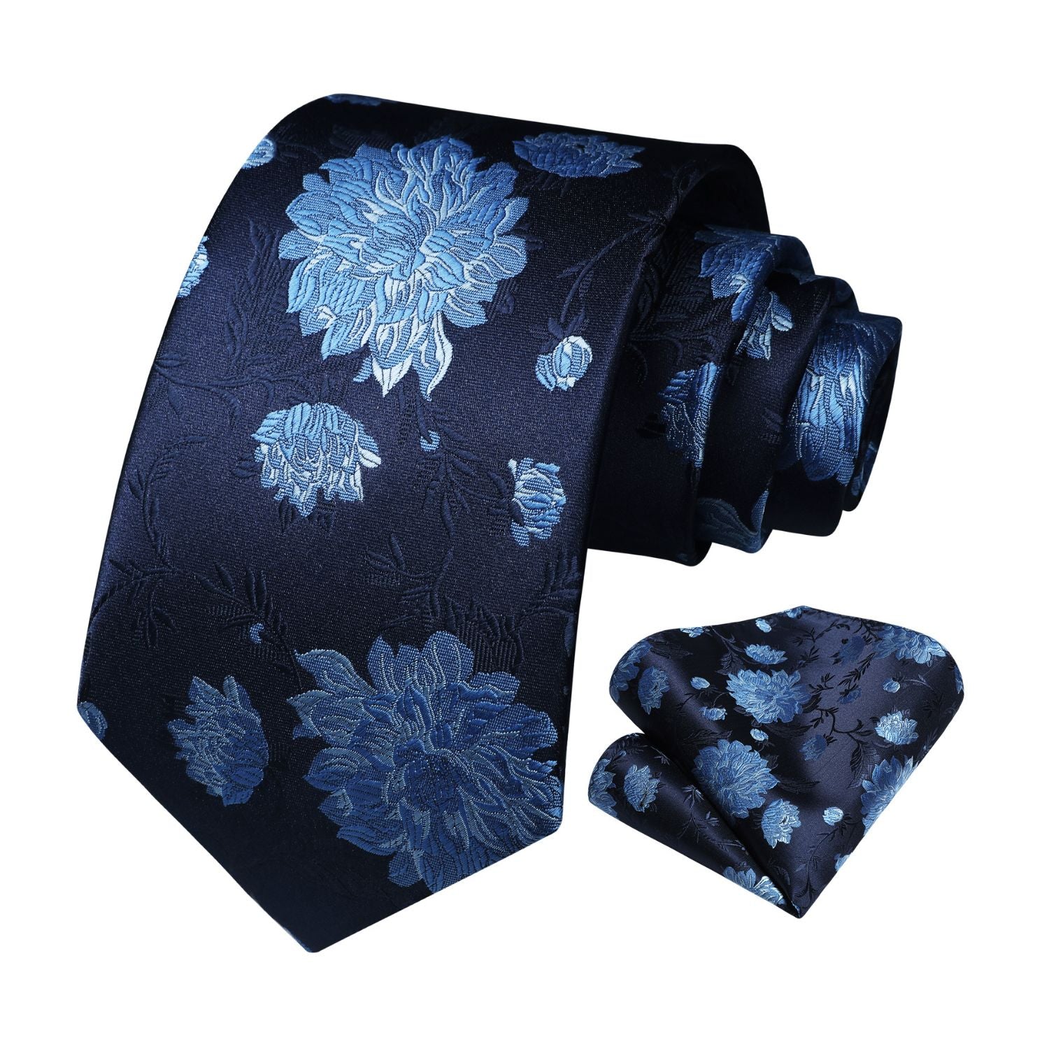 Floral 3.4 inch Tie Handkerchief Set - 10-BLUE
