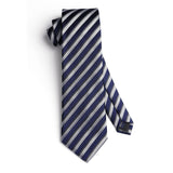 Stripe Tie Handkerchief Cufflinks - F1 - NAVY/GREY 