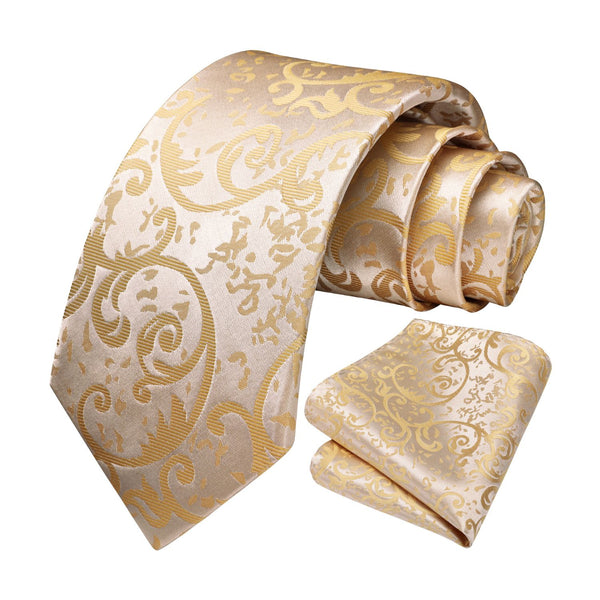 Paisley Tie Handkerchief Set - A-BEIGE-2 