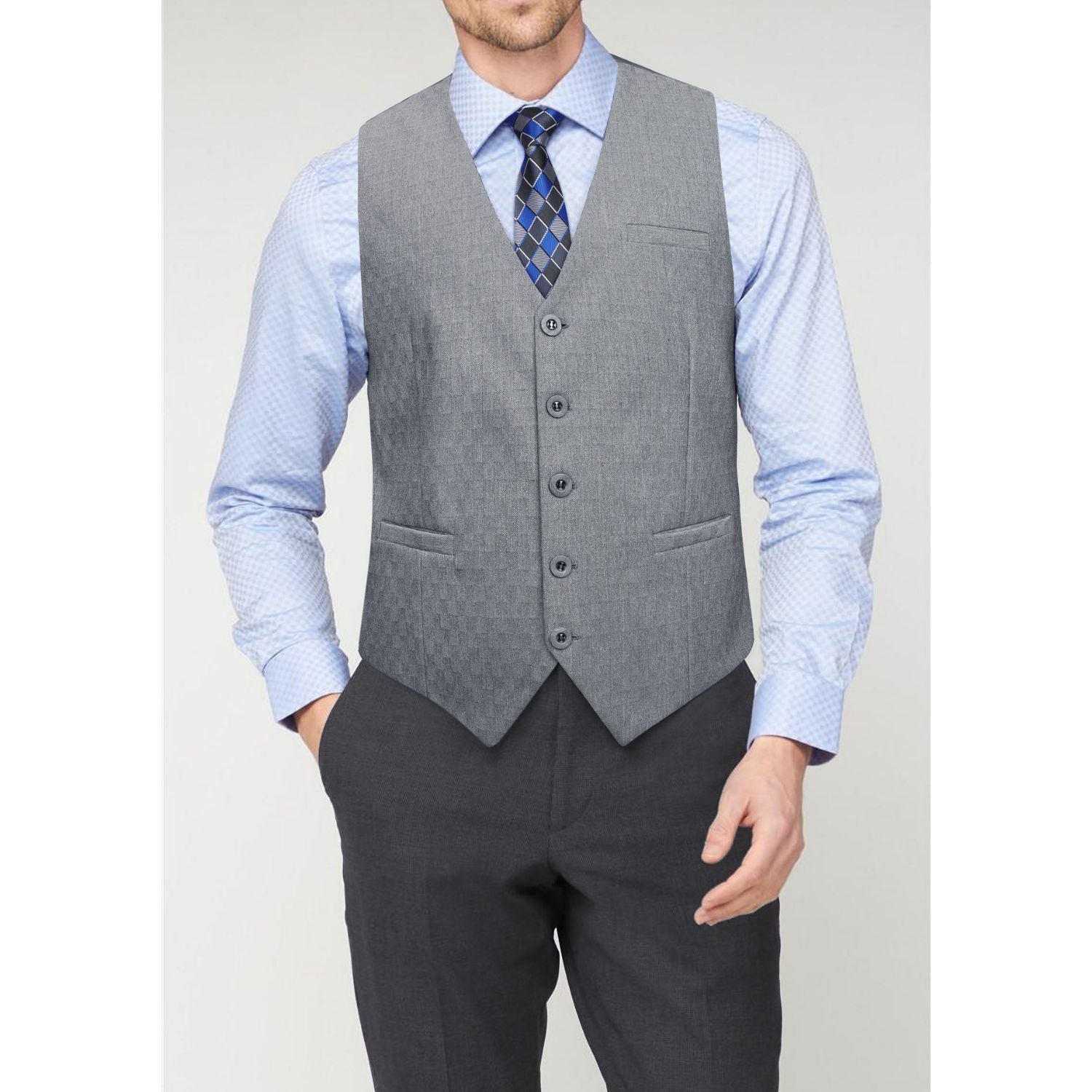 Solid Slim Vest - D2-LIGHT GREY