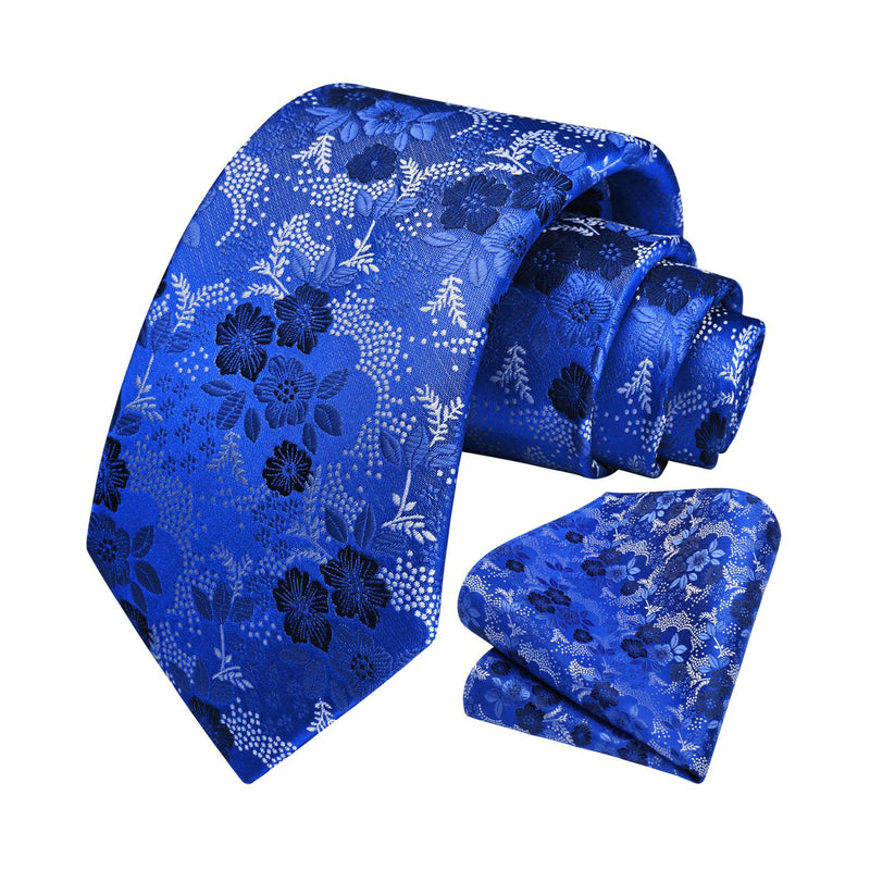 Floral Tie Handkerchief Set - X-SKY BLUE 