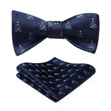 Christmas Bow Tie & Pocket Square - NAVY BLUE/RED/GREEN