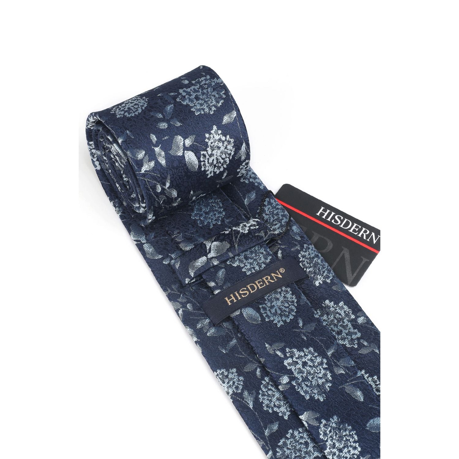 Floral Tie Handkerchief Set - 27 NAVY BLUE