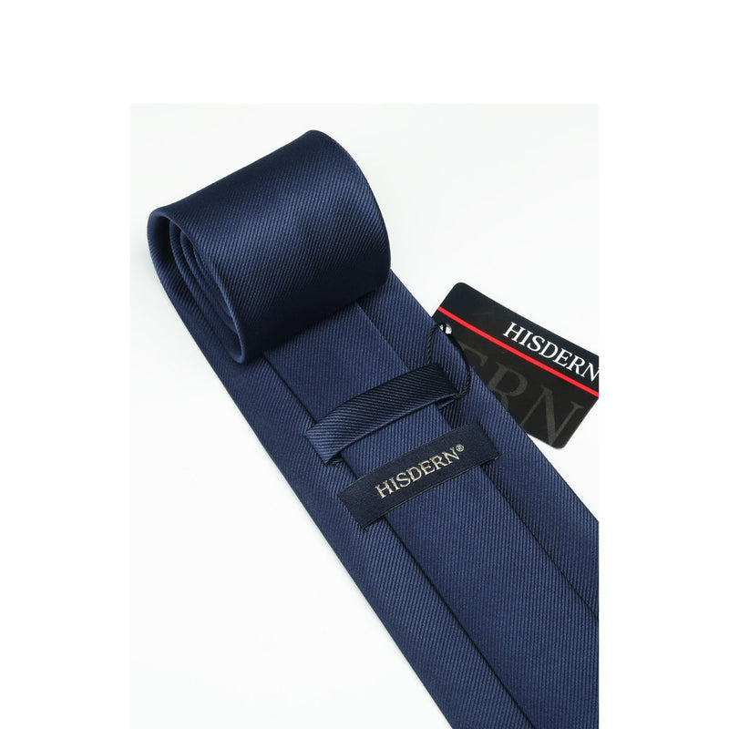 Solid Tie Handkerchief Cufflinks - NAVY BLUE 