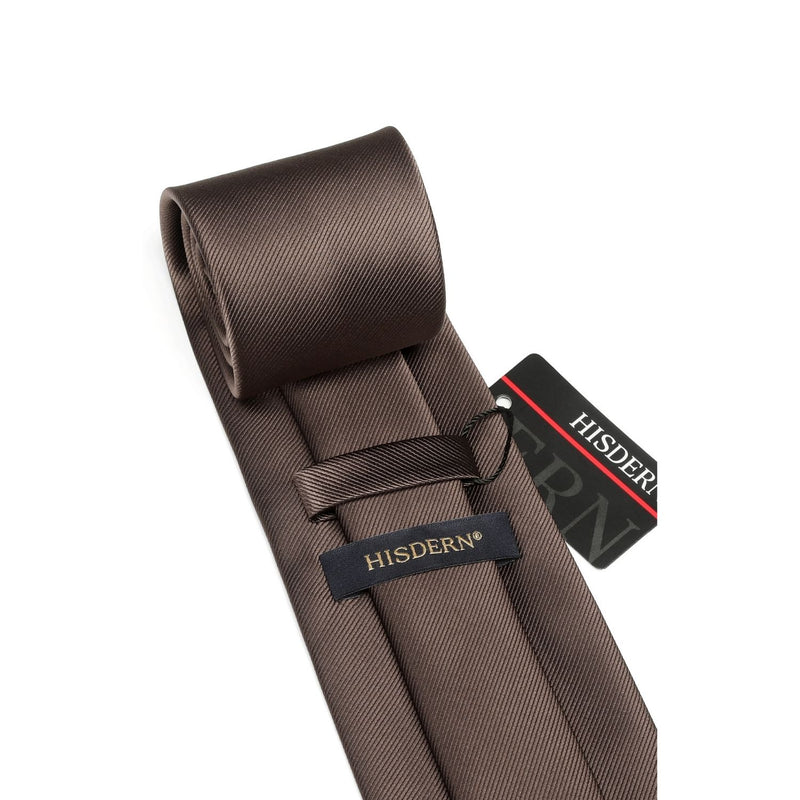 Solid Tie Handkerchief Cufflinks - BROWN 