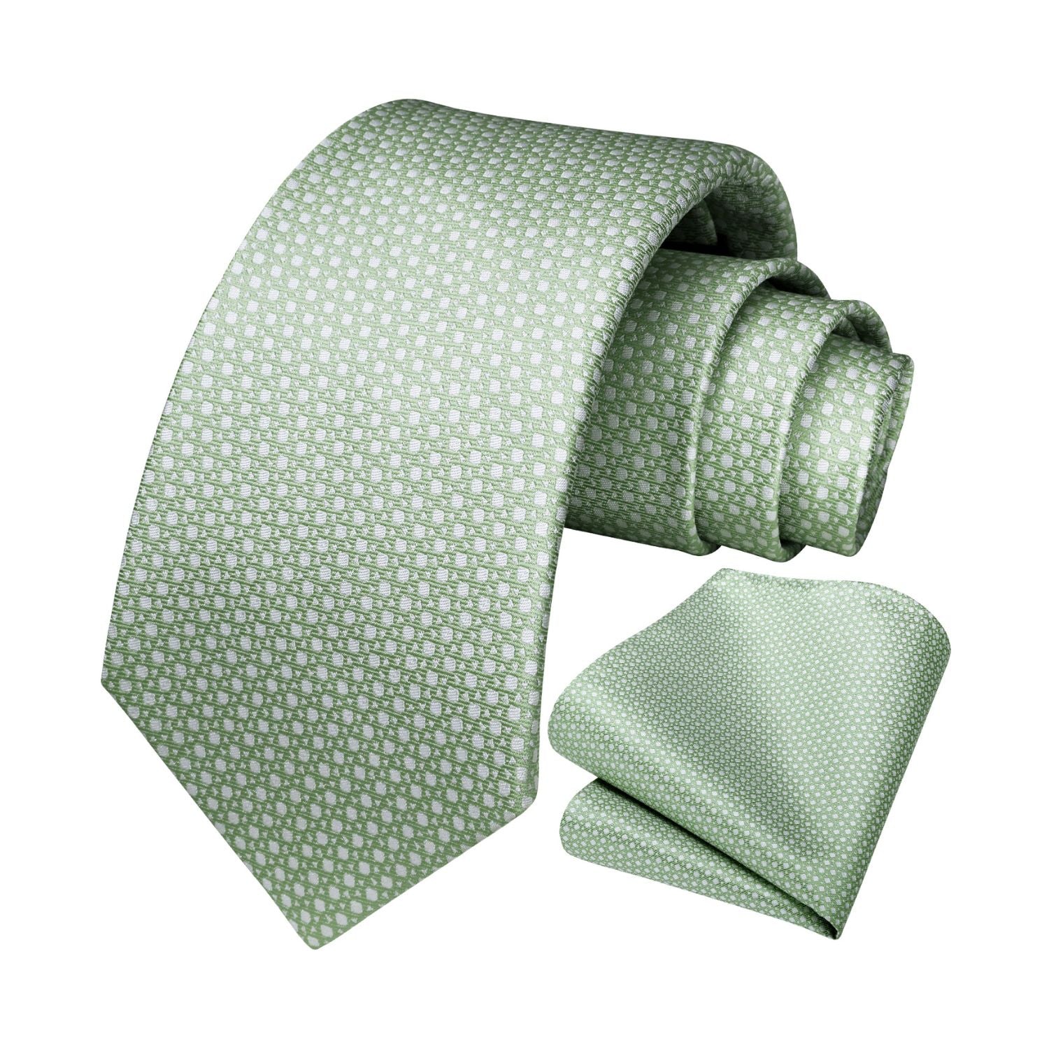 Houndstooth Tie Handkerchief Set - 02-SAGE GREEN