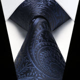 Paisley Tie Handkerchief Set - NAVY BLUE 