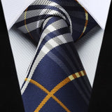 Plaid Tie Handkerchief Set - 056-NAVY BLUE GREY ORANGE 