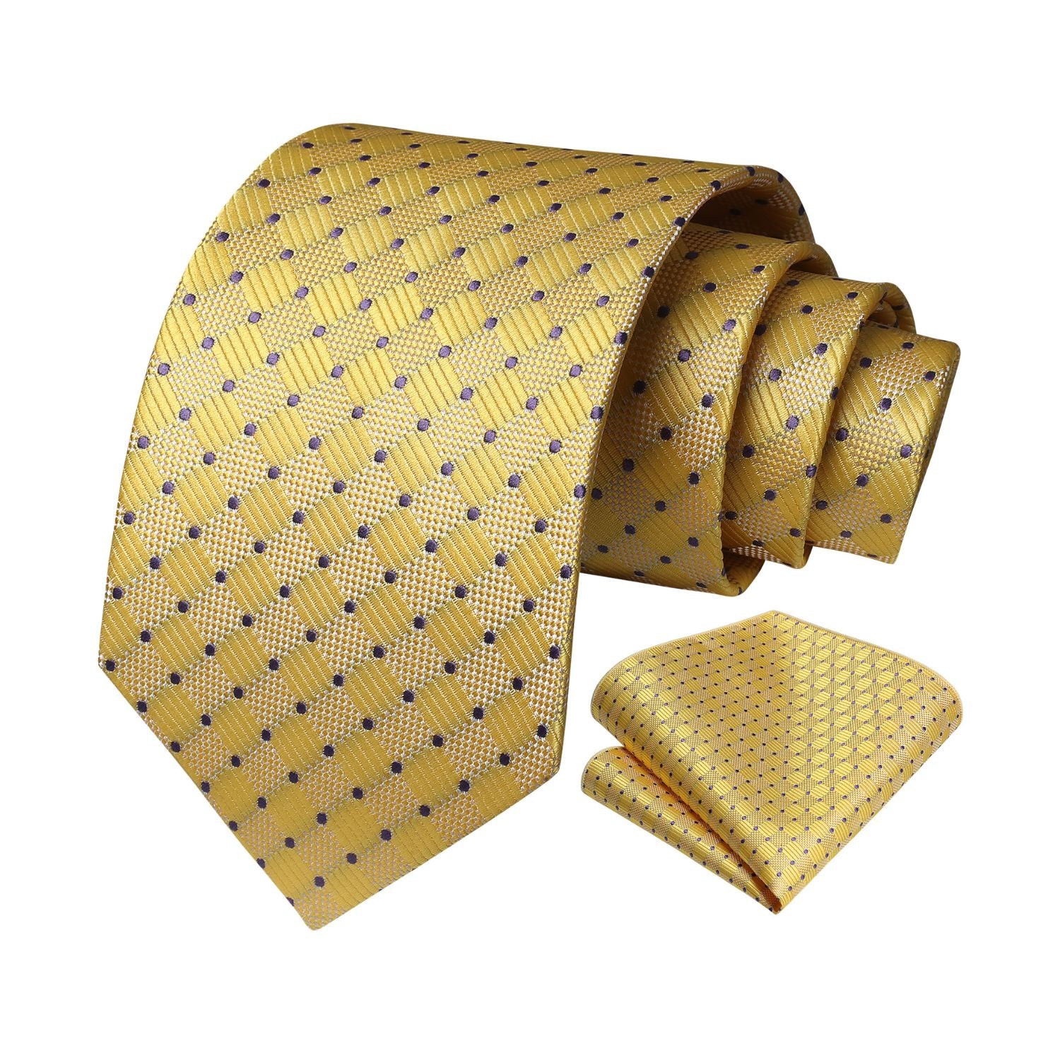 Plaid Tie Handkerchief Set - B-YELLOW 1