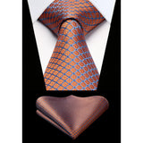 Plaid Tie Handkerchief Set - BROWN-2 