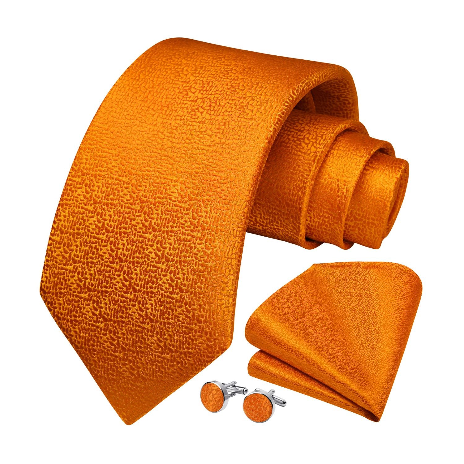 Houndstooth Tie Handkerchief Cufflinks - 03-ORANGE